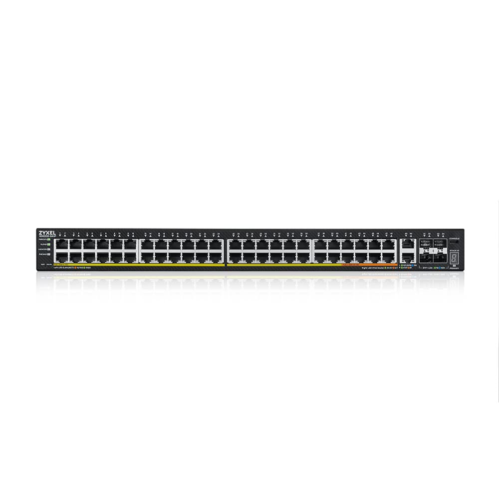 Zyxel 48-Port GbE L3 Access PoE+ Switch with 6 10G Uplink (600 W) (XGS2220-54HP) | 48x Puertos Gigabit PoE + 2x 10G PoE + 4x 10G SFP+, Presupuesto Total PoE de 600W, Diseño con Smart Fan, Capa 3, NebulaFlex