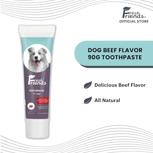 Fresh Friends Enzymatic Toothpaste for Dogs | Puppy Toothpaste | Gum Toothpaste | Improves Gum Health | Eliminates Bad Breath, Dog Toothpaste Tartar Remover & Plaque Remover | Dog Dental Care (Beef) Fresh Friends Enzymatic Toothpaste for Dogs | Puppy Toothpaste | Gum Toothpaste | Improves Gum Health | Eliminates Bad Breath, Dog Toothpaste Tartar Remover & Plaque Remover | Dog Dental Care (Beef)