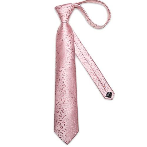 Image of DiBanGu Silk Floral Ties for Men Woven Paisley Necktie and Tie Clip Handkerchief Cufflinks Set for Party Wedding