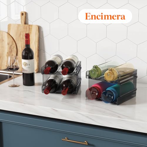 Lifewit Botellero apilable de plástico para Nevera, Armario, encimera, Soporte para Botellas de Vino, Organizador de Botellas de Agua para Nevera, despensa, Capacidad para 8 Botellas, Negro - imagen 7