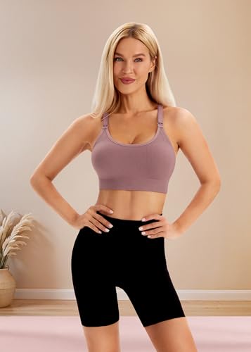 Image of Angelhood Nursing Bras for Breastfeeding, Criss-Cross Back Nursing Sports Bra, Low Impac Support Yoga Maternity Bras
