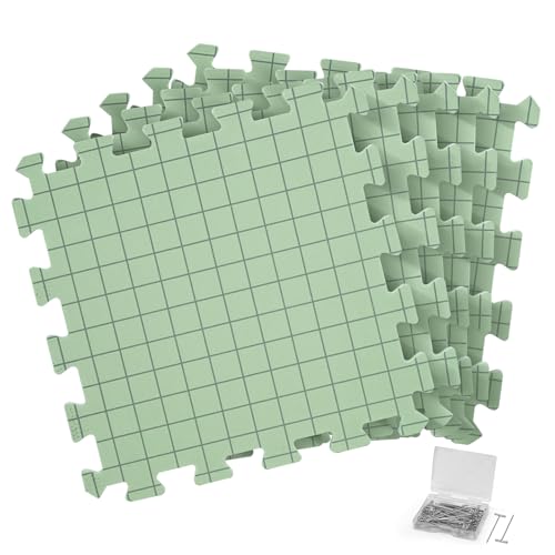 CraftyManor 5 PCS Blocking Mats for Knitting & Crochet Projects Crochet Blocking Mat with 50 T- Pins Knitting Board and Pins (Green 5PCS)