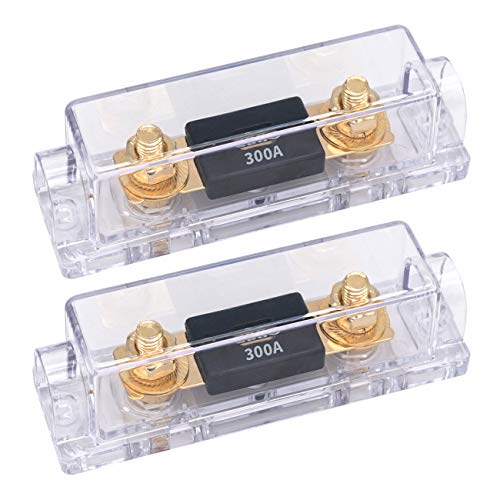 TopstrongGear Solid Brass 0/2/4 Gauge 300Amp ANL Fuse Holder with 300Amp Fuses(2 Pack) (300 Amp)
