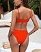 Fanuerg Women's Ribbed Bikini Sets Scoop Neck Cheeky Swimsuit Textured Two Piece Bathing Suit Orange L