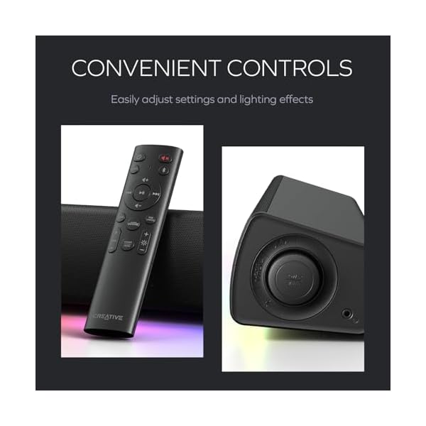 CREATIVE Sound Blaster GS5 RGB Gaming Soundbar with SuperWide technology, Powered via Adapter, Up to 60W Peak Power, Bluetooth 5.4, Optical-in, Headphone-out port, For PC and TV - Image 7