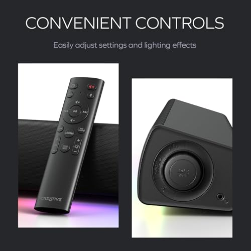 CREATIVE Sound Blaster GS5 RGB Gaming Soundbar met SuperWide-technologie, aangedreven via adapter, tot 60 W piekvermogen, Bluetooth 5.4, optische ingang, hoofdtelefoonuitgang voor pc en tv - Afbeelding 7