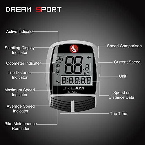Dream Sport Bike Computer Bicycle Speedometer And Odometer 16-Function Wired Bike Computer Waterproof Dcy016 White #TOP3