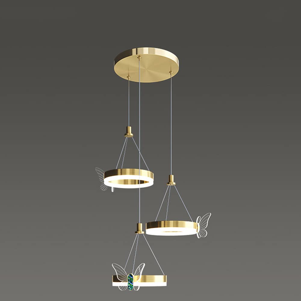 LYMSXAZOU Luxury Crystal Chandeliers, Bedroom Chandelier Lighting Bedside Pendant Light Golden Aluminum Background Wall Fixtures Ceiling LED - Dining Room Hanging Round Lamp
