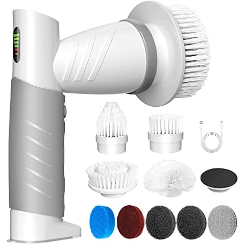 Electric Spin Scrubber, Bathroom Cleaning Brush, Power Scrubber 9 in 1 Shower Cleaner Brush for Cleaning Tub, Tile, Floor, Sink, Stovetop - X02 Grey Cover