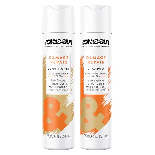 Damage Repair Shampoo & Conditioner Set 250ml Each | Strengthening & Moisturising Hair Care for Dry, Damaged, Weak & Brittle Hair | Anti-Breakage Fibre Repair System with Salon Quality Results