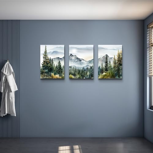 DZRWUBHS Large Wall Art for Living Room Wall Decoration for Bedroom Office Decor Abstract Mountain Forest Landscapes Ink Painting Framed Canvas Art Prints Ready to Hang Pictures Modern Home Decor