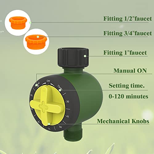 Sprinkler Timer Hose Timer Manual/Automatic Irrigation Mechanical Watering Timer For Drip Sprinkler Irrigation Farm Irrigation Timer Faucet Installation Outdoor Garden Timer Simple Operation 1Outlet #TOP3