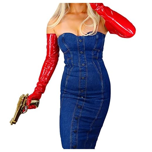 DooWay Women Super Long Red Leather Gloves Faux Patent PU Wet Look 28" Sexy Costume Party Cosplay Gloves