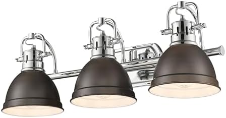 Duncan 3-Light Bath Vanity in Chrome with Rubbed Bronze