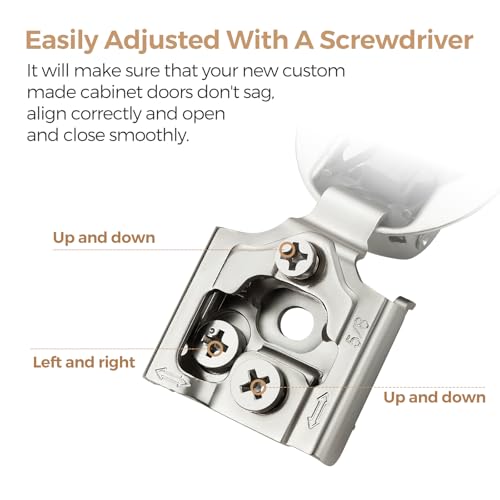Image of 30 Pack 15 Pair 1-3 /8 inch Overlay Soft Close Hinges for Kitchen Cabinet Hinges Satin Nickel Hidden Hinges Stainless Steel Concealed Hinge self Closing