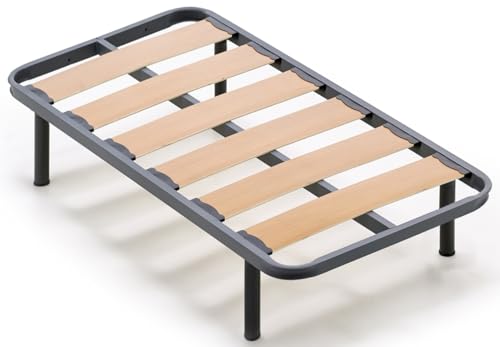 habithor - Somier Reforzado con Láminas de 170 mm y Estructura de Acero 40x30 mm con Patas Cilíndricas Incluidas | Medida: 105x180 cm | Refuerzo Central | Fabricación Española