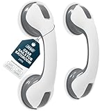 ZENO Grab Rails for Bathroom 2PCS | Support Grab Handle | Bathroom Grab Rails | Disability Aid Suitable for Bath & Shower | No Fixings Needed for Bathroom | Suction Cup Safety Handle (Grey & White)
