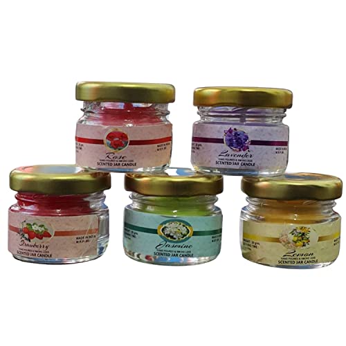Image of Mini Jar Paraffin Wax Candles Perfect for Decoration of Dinner, Wedding Parties, Church, Spa, Restaurant, Smokeless Dripless Long Lasting(Set of 5 - Burn Time: 6 Hr)
