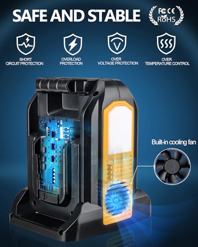 Taingwei 350W Power Inverter for Dewalt 20v 60v Battery, 2-Ports DC 20V to AC 110-120V Pure Sine Wave Battery Inverter with 3 USB-A Port, 1 USB-C Port,300lm LED Light for Camping Emergency(Tool Only) - Image 6