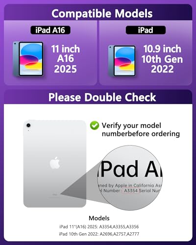 Image of Transparent Keyboard Case with Trackpad for iPad 11th Gen A16 (2025) & 10th Gen 10.9 inch (2022), 7-Color Backlit Wireless Bluetooth Keyboard with 360 Rotating Stand & Pencil Holder, Purple