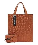 Obermaterial: Leder Liebeskind Berlin Paper Bag Croco Tote Handtasche, Small (HxBxT 25cm x 20.5cm x 11.5cm), Dark Mandarine