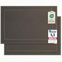 Komfortec 2er Badvorleger aus 100% Baumwolle, 800 GSM, Waschbar, Badematte, Badteppich, Saugfähig, Frottee, 50x80 cm, Anthrazit Grau