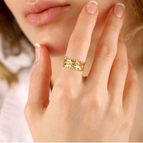 Mtmy 14K Gold Plated Rings For Women Dainty Stacking Ring Statement Ring Eternity Bands Minimalist Jewelry Gift Size 8(Irregular) #TOP1
