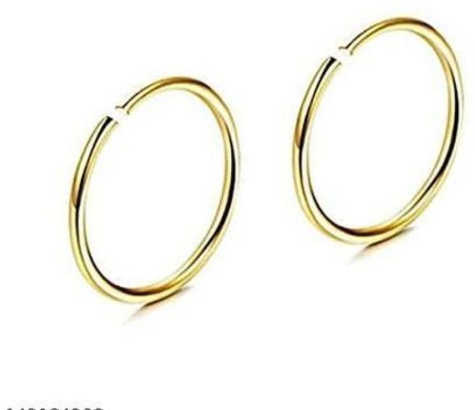 renu creation Beads Gold-Plated Plated Metal, Alloy, Brass, Tungsten Nose Ring (Pack Of 2) Gold-picture-32