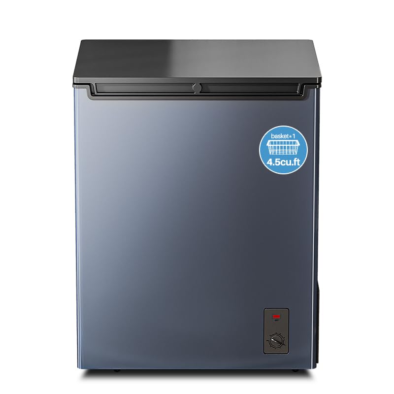 Cosanta 4.5 Cu. Ft. Small Chest Freezer, Top Door, Mini Deep Freezer,Metal, Freestanding with...