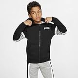 Nike Logo Nike Jungen Air Full-Zip Hoody, Black/Dark Grey Heather/White/White, XS