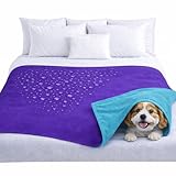 Premium Deluxe 100% Waterproof Blanket Guarantees to Keep Your Bed Dry! Crinkle-Free Ultra-Soft Fleece Furniture Protector for People Kids Pets. EZ Wash/Dry Purple/Blue Reversible 80x60