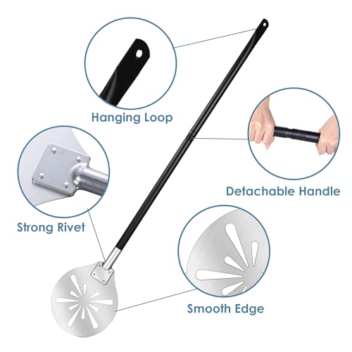 Herogo Pizza Turning Peel, 8 Inch Stainless Steel Perforated Pizza Paddle Spatula, Metal Accessories Tool with Detachable Handle, Large Surface & Oven Safe - Image 3