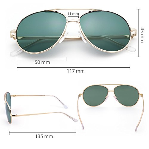 LotFancy Óculos de sol aviador para crianças, meninas, meninos, com estojo, óculos de sol para crian