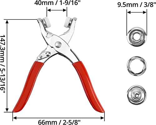 Feste Knöpfe Werkzeug, Druckknopf Set mit Zange, Button Druckknöpfe, 100 Set Ösen Druckknöpfe Nähfrei Buttons Hohle Druckknöpfe Metall Button Schnalle zum Annähen Nähzubehör Sewing Craft