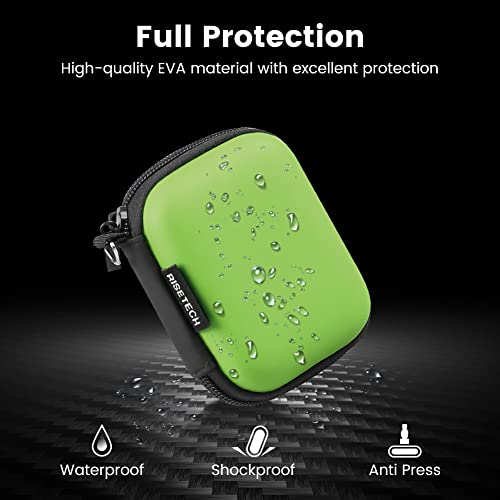 Earphone Case, Risetech Earbud Carrying Case Holder Hard Eva Headphone Small Zipper Pouch Compatible With Flash Drive, Usb Charging Cable, Sd Memory Card, Airpods, Sony Wired Earbuds With Clip -Green #TOP4