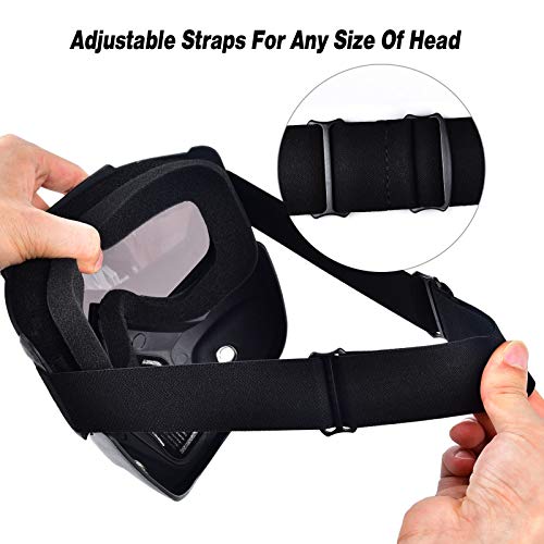 BOLLFO Motorcycle Goggle Mask,Protective Glasses with Detachable Mask for Cycling,Skiing,Paintball,Riding,Snowmobile,Halloween and Costume Ball Adjustable Windproof Outdoor Anti-Fog Face Mask
