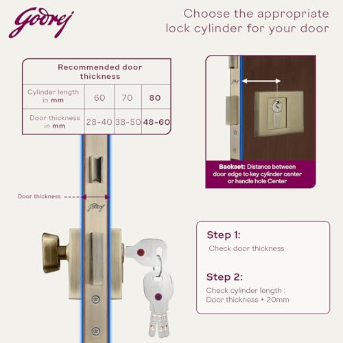 Image of Godrej Europrofile Ulturo XL+ for Main Doors & interconnecting Doors | 1CK 80mm | Antique Brass Finish | Door Thickness Upto 50mm | 4 Keys | 5 Years Warranty