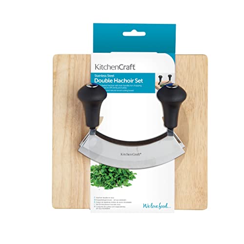 Wiegemesser KitchenCraft Mezzaluna mit Holzschneidebrett