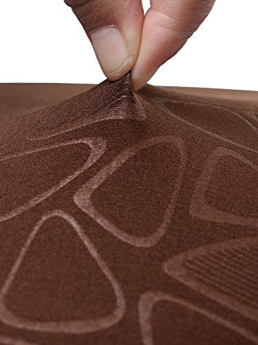 Image of Cortina Polyester Spandex Dining Chair Cover, Stretchable & Washable Slipcover, Emboss Design, Brown (Set of 4)