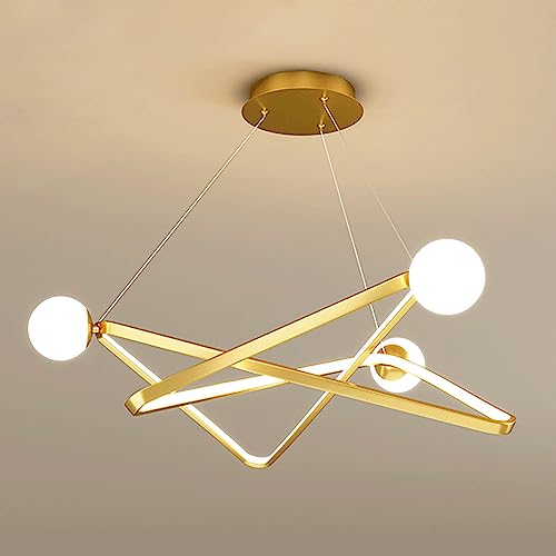 Lámpara colgante lineal geométrica, lámpara colgante de metal ultrafina con pantalla de bola de vidrio, lámpara LED regulable, lámparas de suspensión para iluminación de comedor, luces colgantes