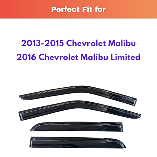 Image of KPY Rain Guards Fit for 2013-2015 Chevrolet /Chevy Malibu, Out-Channel Window Visors Vent Wind Deflectors 4PC, Car Accessories for 2016 Malibu Limited