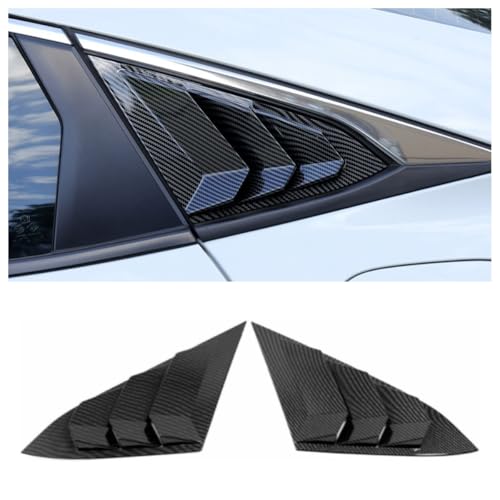 RONTCOS Rear Side Window Louver Shutter Air Vent Scoop Shades Blinds Cover Trim for Honda Civic Sedan 10th Gen 2016 2017 2018 2019 2020 2021 (Carbon Fiber)