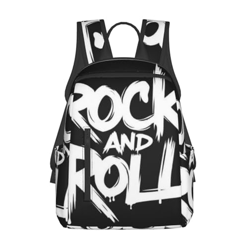 Travel Laptop Backpack black and white Rock And Roll tattoo print College Backpack Business Work Bag for Men Women