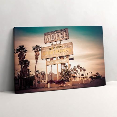 Toile vintage motel américain 60x40cm art mural rétro