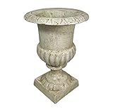 Französische Louvre Vase Amphore Gusseisen Schwer Antik-Stil Weiß 22cm