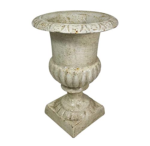 Französische Louvre Vase Amphore Gusseisen Schwer Antik-Stil Weiß 22cm
