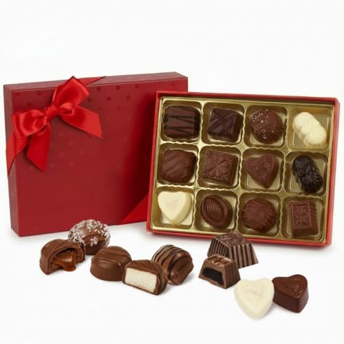 Luxury Milk Chocolate Truffles Gift Box, 12-Piece Assorted Belgian-Style Chocolates,...