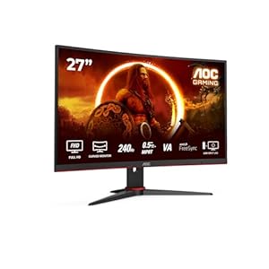 AOC Gaming C27G2ZE - 27 Zoll FHD Curved Monitor, 240 Hz, 0.5ms, FreeSync Premium (1920x1080, HDMI, DisplayPort) schwarz/rot