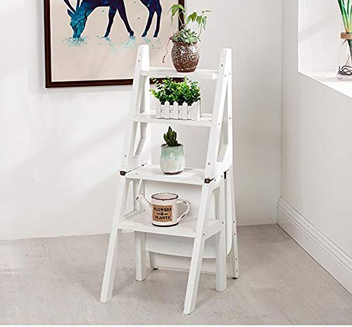 Escalera plegable de madera multifunctional CHEWYNP y taburete para cocina 5