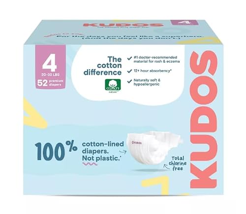 Kudos Chlorine Free Cotton-Lined Diapers - Size 4-52 Count